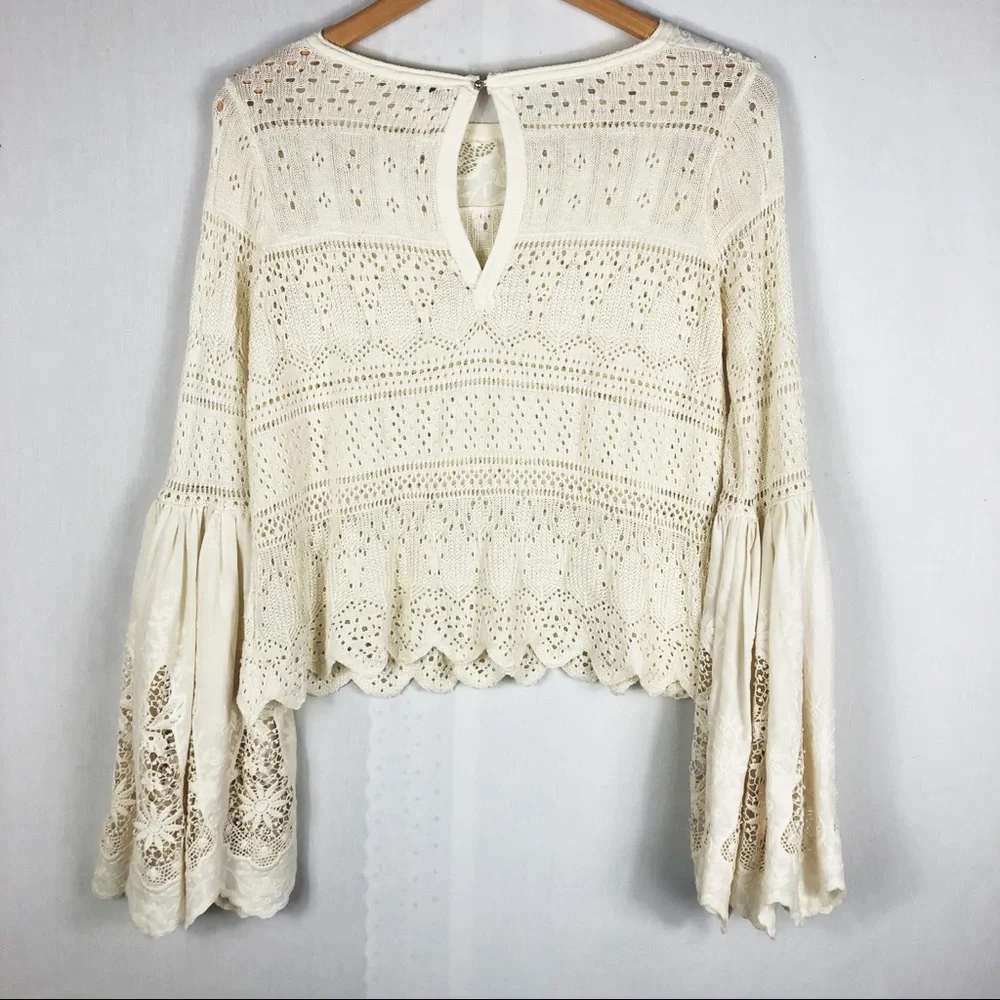 Free People Once Upon a Time Crochet Top | Ivory | Size XS